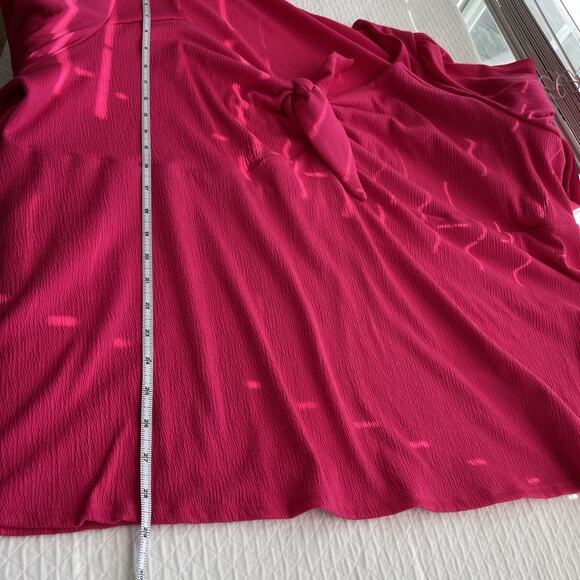 Ava & Viv Pink Long Bishop Sleeve Tie Front Top Sexy Classy Date Plus Size 4X - Picture 9 of 9